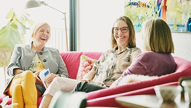 woman sitting on a couch