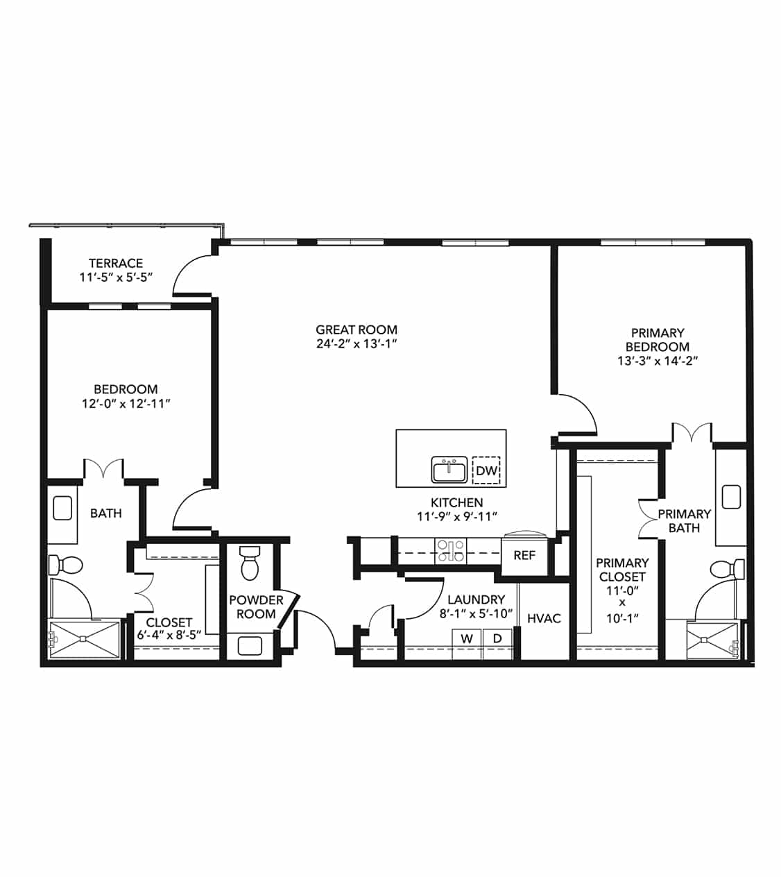 Feliz apartment Bella Vida floor plan.