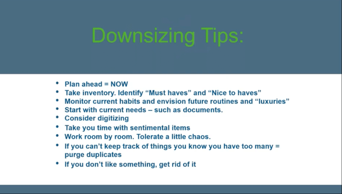 Bella Vida Downsizing Tips